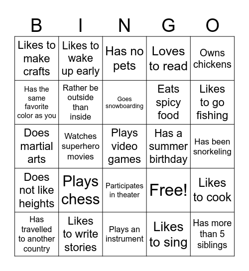 Find Someone Who . . . Bingo Card