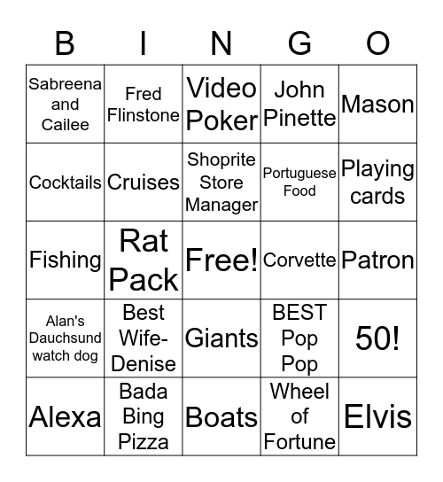 Happy 50th Birthday! Bingo Card