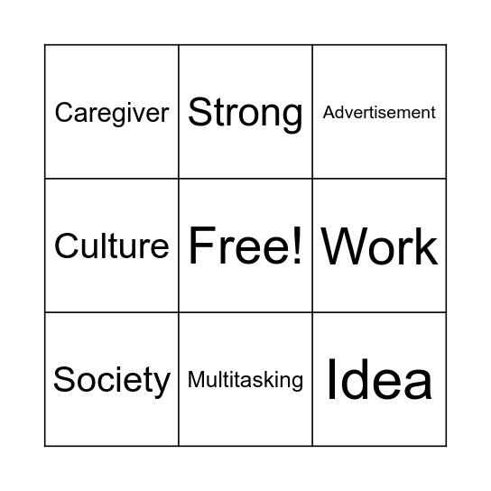 Vocabulary Bingo! Bingo Card