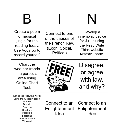 Choice Board Bingo Card
