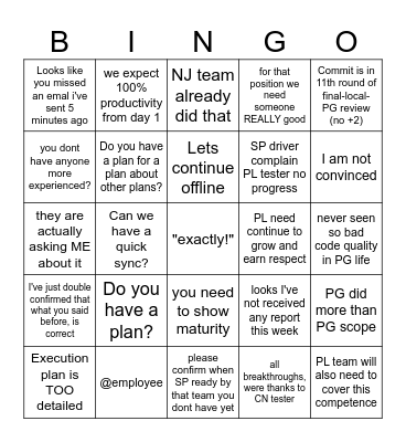 RRR bingo Card