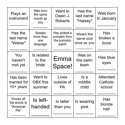 Find a person who... Bingo Card