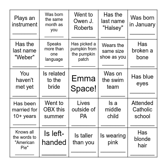 Find a person who... Bingo Card