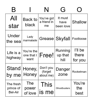 TV / Film Bingo Card