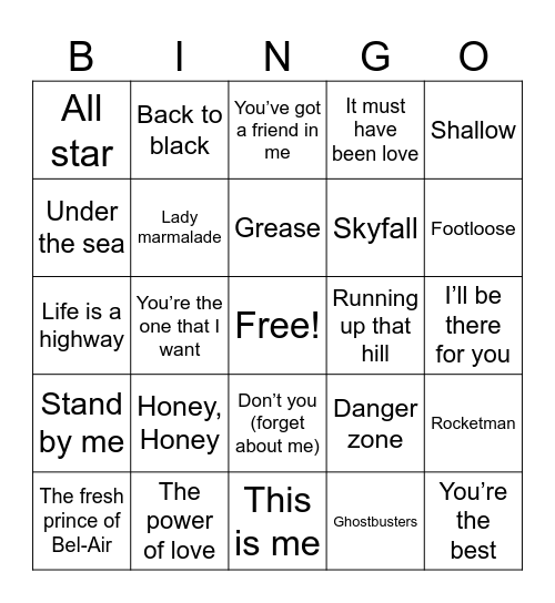 TV / Film Bingo Card