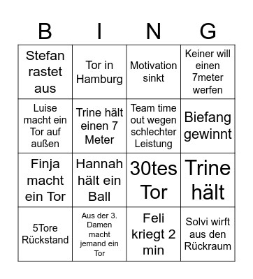 2te Damen Spiel Bingo Card