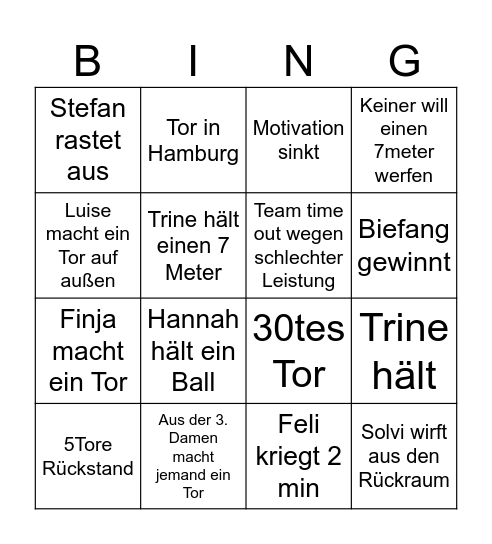 2te Damen Spiel Bingo Card