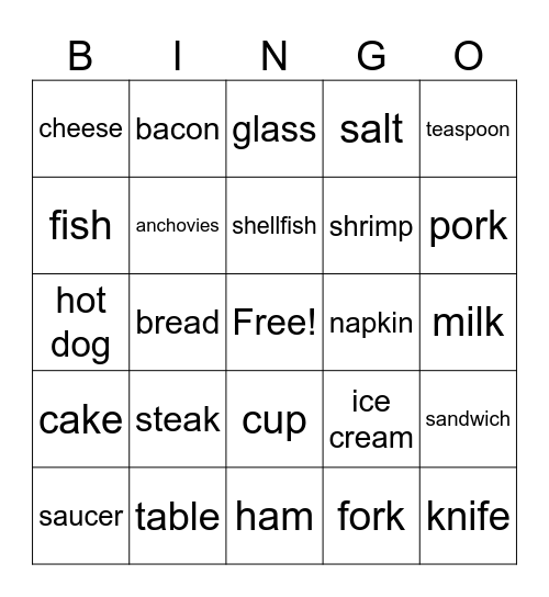 La Comida Sections VI-XIIII Bingo Card