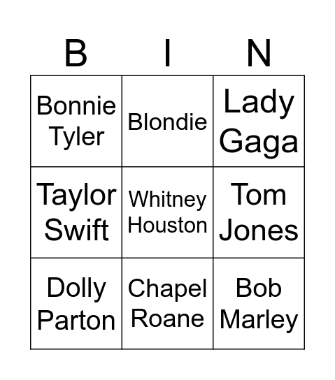 SNAP! POP BINGO Card