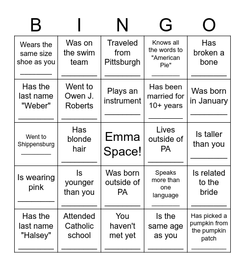 Find someone who... Bingo Card