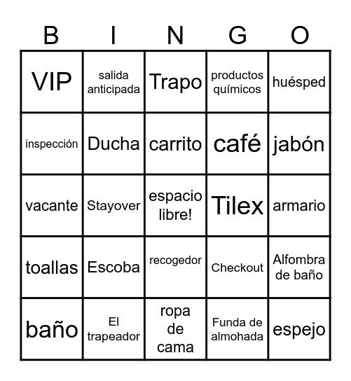 Housekeeping Edition Bingo Card