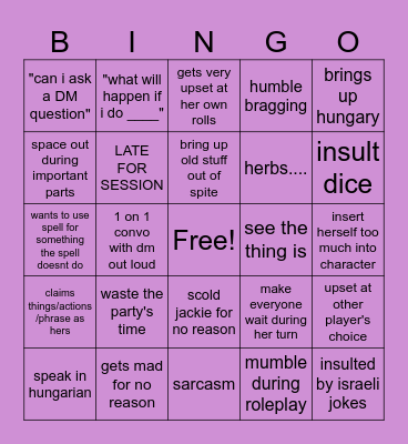 Take a Shot Bingo Card