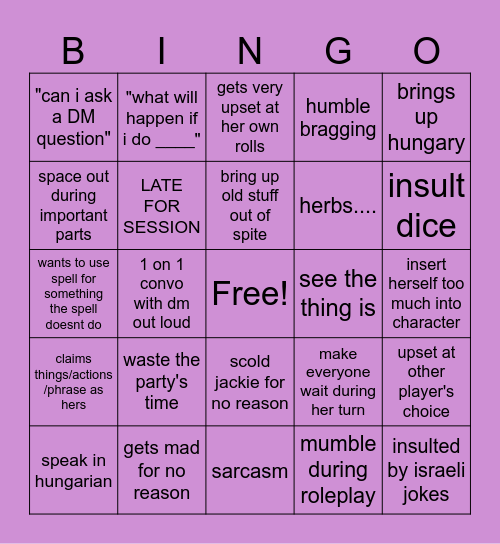 Take a Shot Bingo Card