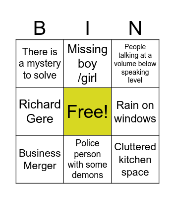Sleepy Film Bingo Card