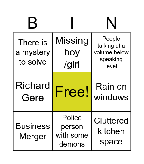 Sleepy Film Bingo Card
