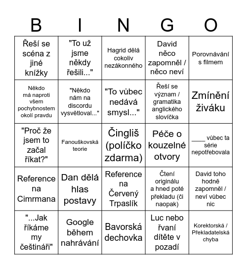 Kocouři P.F. - 4. kniha Bingo Card