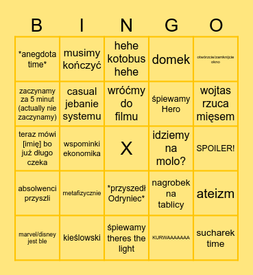 DKF BINGO Card