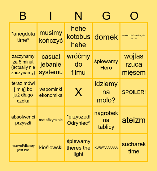 DKF BINGO Card