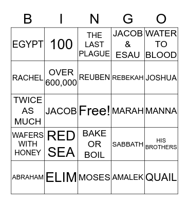 BIBLE Bingo Card