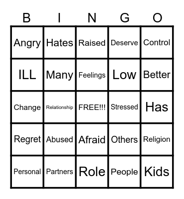 DOMESTIC VIOENCE MYTHS & FACTS Bingo Card