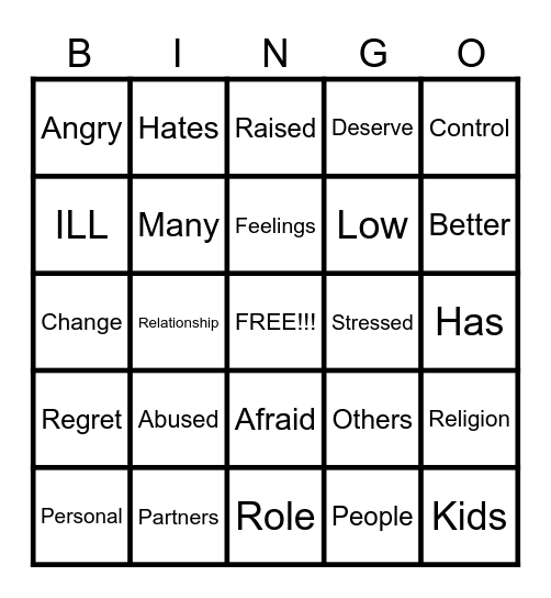 DOMESTIC VIOENCE MYTHS & FACTS Bingo Card