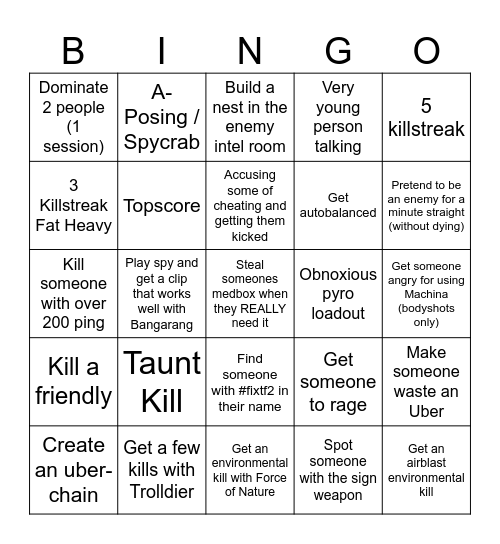 tf2 bingoooo Bingo Card