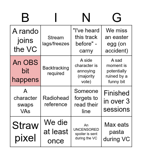 Chapter 5 Meta Bingo Card