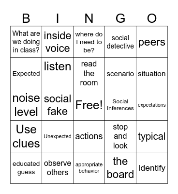 Reading the Room: Inferencing Bingo Card