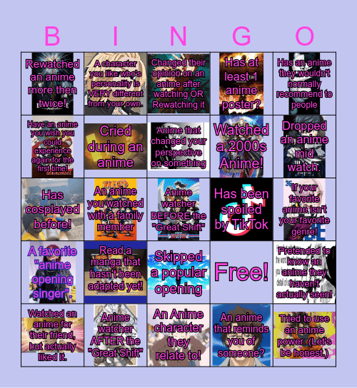 ANIME BINGO! Bingo Card