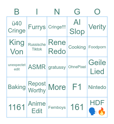 tiktok fy Bingo Card