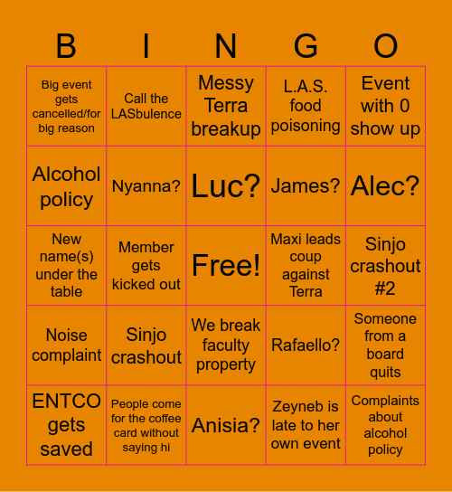 L.A.S. BINGO Card