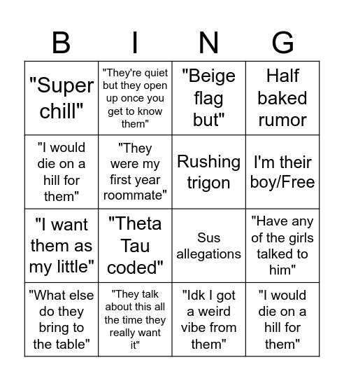 OT Bingo Card