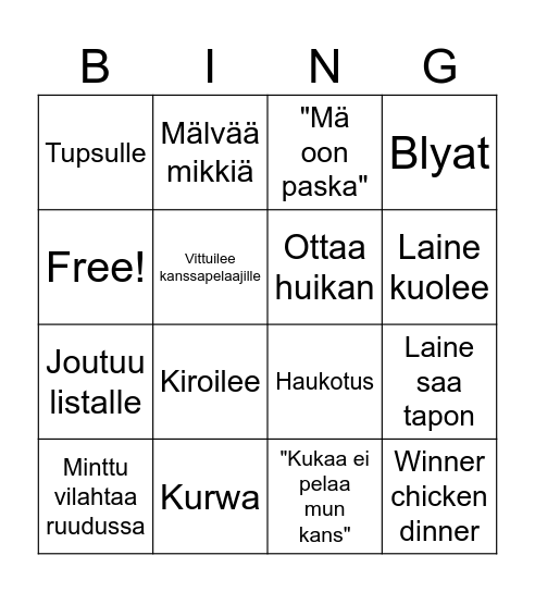 Lainebingo Card