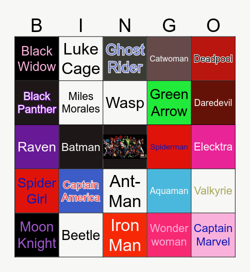 Super Heros 2 Bingo Card
