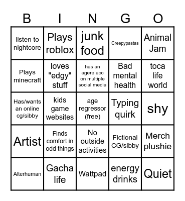 Chronically Online Little Bingo! Bingo Card