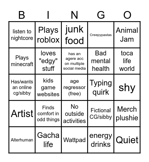 Chronically Online Little Bingo! Bingo Card