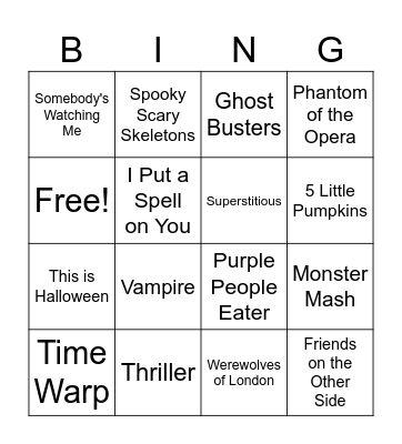 Halloween Bingo Card