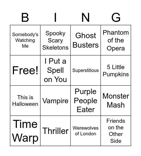 Halloween Bingo Card