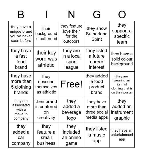 Brand Bingo Card