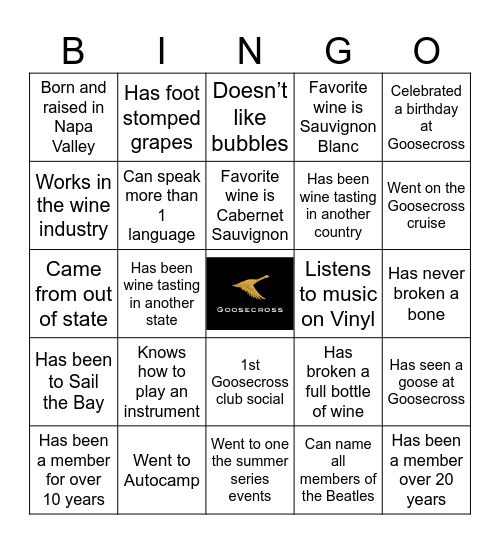 Meet the members! Bingo Card