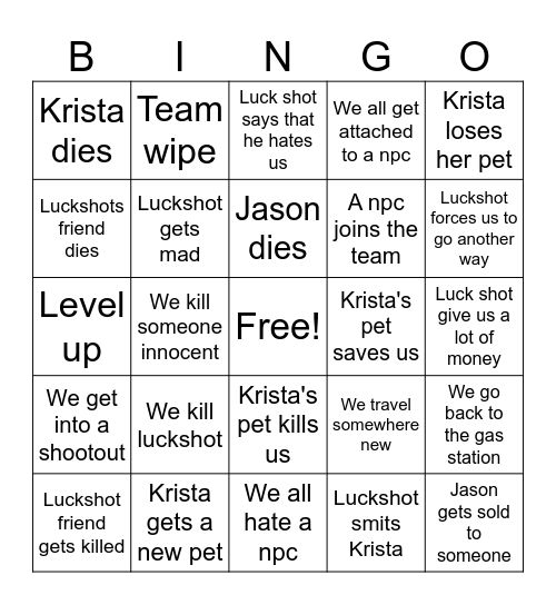 DND BINGO Card
