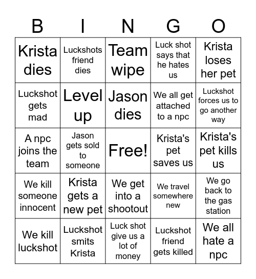 DND BINGO Card