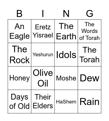 Parsha of the Week Bingo Card