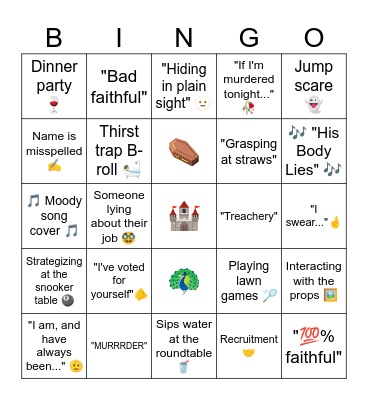 Traitors Bingo Card
