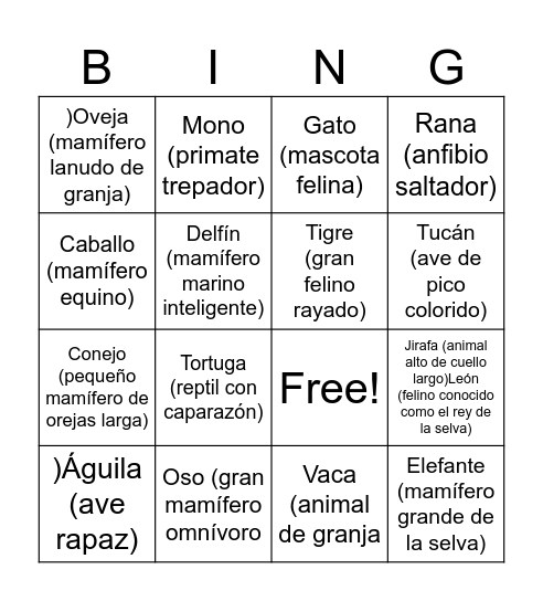 Bingo orejas Bingo Card