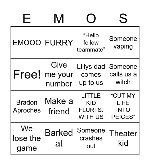 HOCO BINGO Card