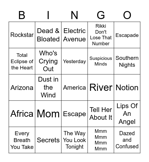 Same First & Last Letter Bingo Card