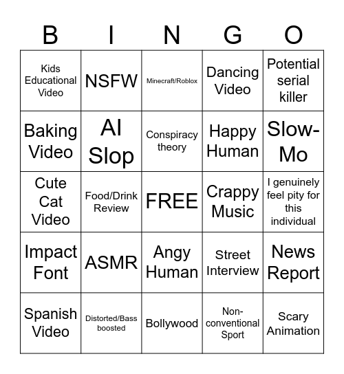 YouHole Bingo Card