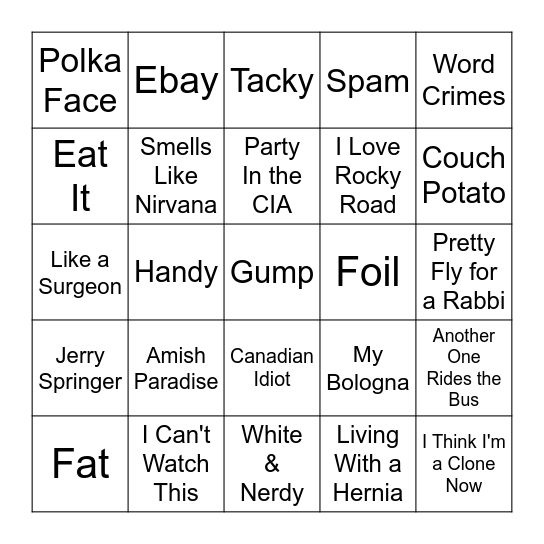 STINGO Bingo Card