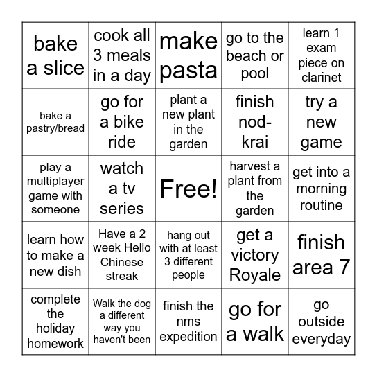 Holiday bingobaake Bingo Card